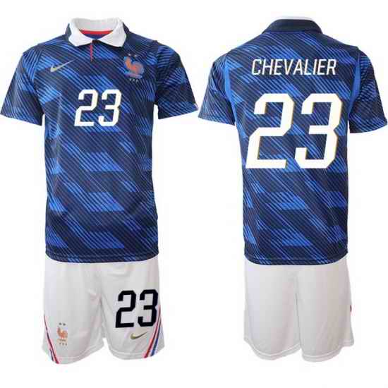 Men France 2026 FIFA World Cup Blue Soccer Jersey #23 Lucas Chevalier